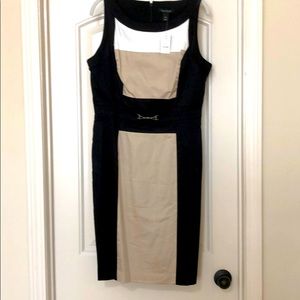 Chic cream, beige & black dress